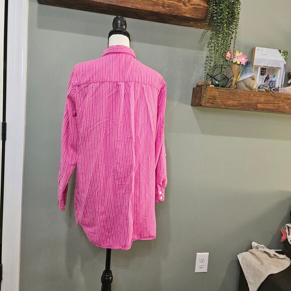 Gilligan & O'Malley Women's Size Large Pink‎ Striped Sleep Shirt Gown - Picture 5 of 5